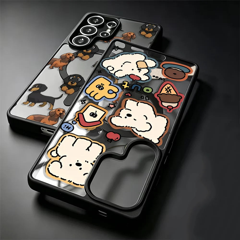 Cartoon Dog Magsafe Case for Samsung Galaxy S26 Ultra S25+ S23 S22+ S24+ S26+ S24 FE S23+ S22 S25 Plus Back Phone Cover