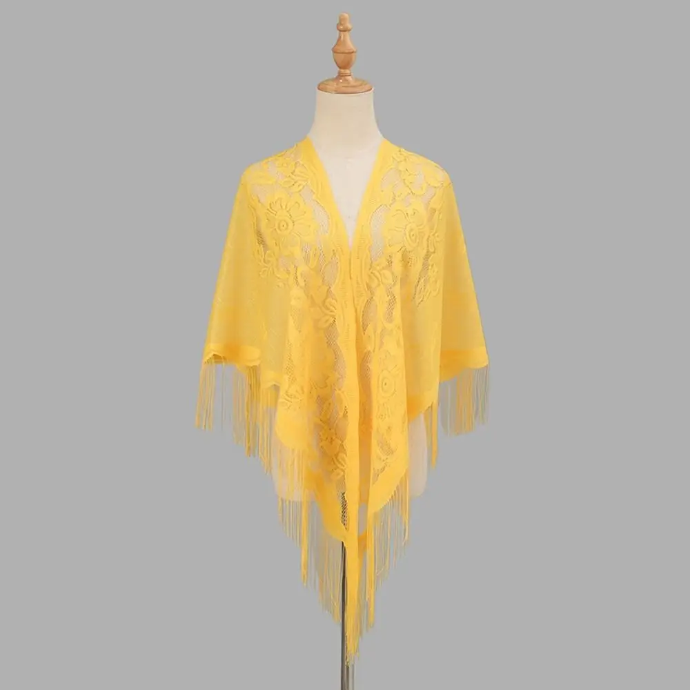 Cloak With Tassel Women Shawl Hollow Multicolored Evening Prom Cape Wedding Bridal Shawl Cosplay