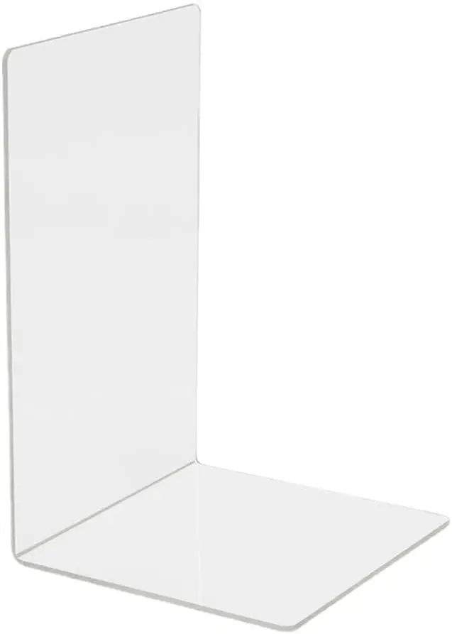 1 Piece Acrylic Bookend Heavy Duty Book End Book Holder Stopper L Shaped Book Stopper Desktop Organizer for Books Movies CDs