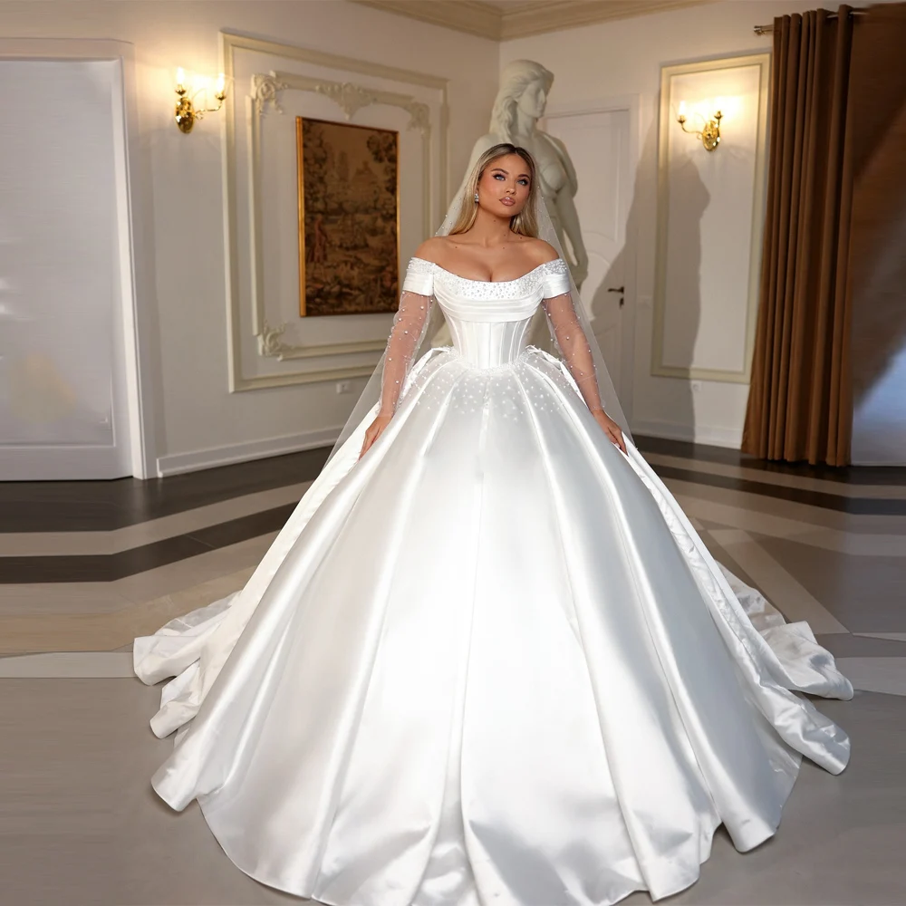 Off Shoulder A-Line Wedding Dresses For Women Elegant Backless Bridal Gowns Engagement Banquet Vestidos Novias Boda Customized