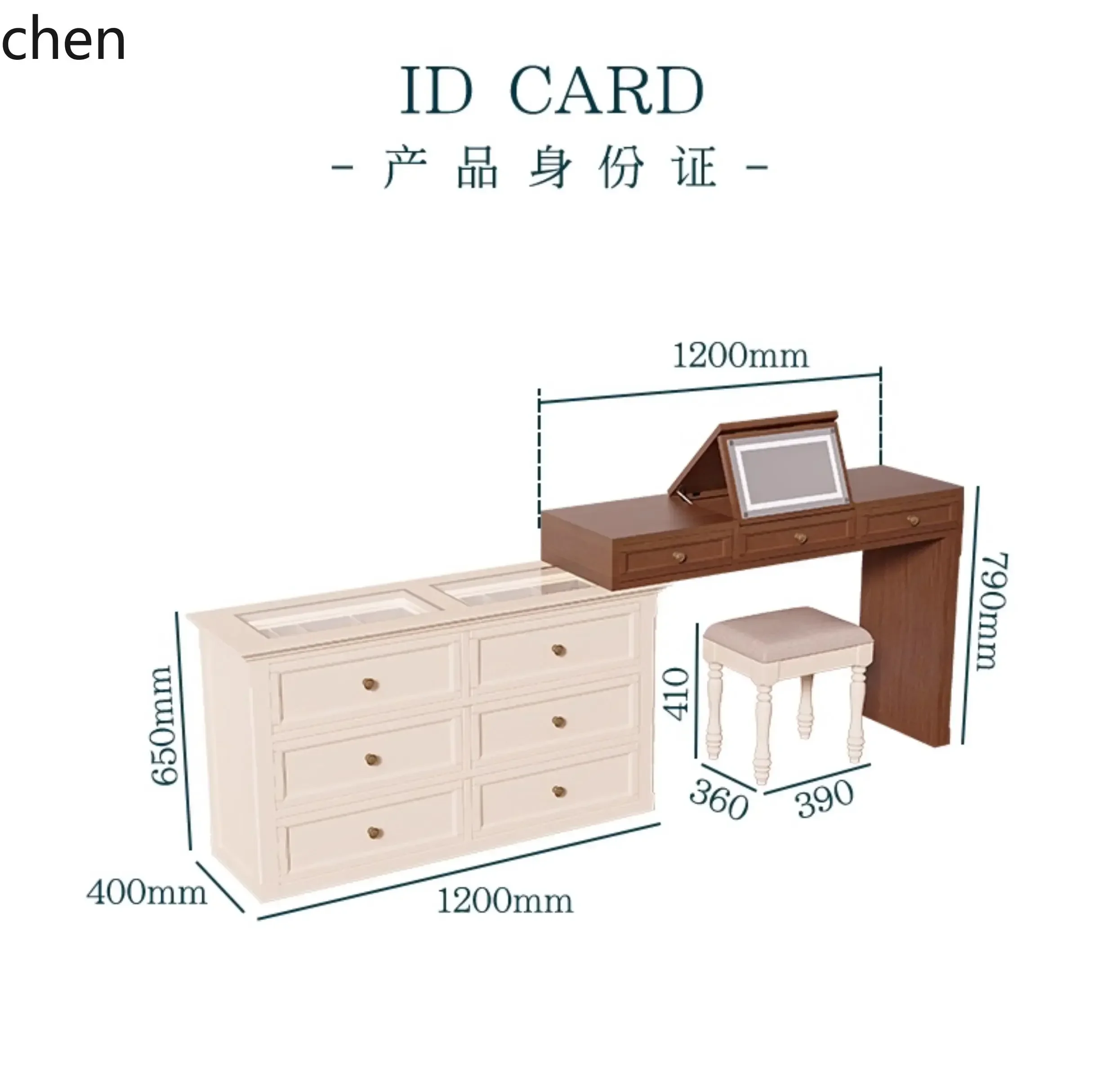 DSA-- Style Solid Wood Dressing Table Bedroom Makeup Table with Chest of Drawers Integrated Semi-Enclosed Bedside Cabinet