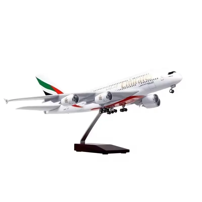 2025 New 1/160 Scale Diecast Model A380 Emirates Airways Resin Airplane With Light And Wheels Aircraft Toy Airline Collection