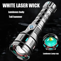 Rechargeable LED Flashlights White Laser Wick With Safety Hammer Zoom Lantern Waterproof Fluorescence Tactical escape Torch