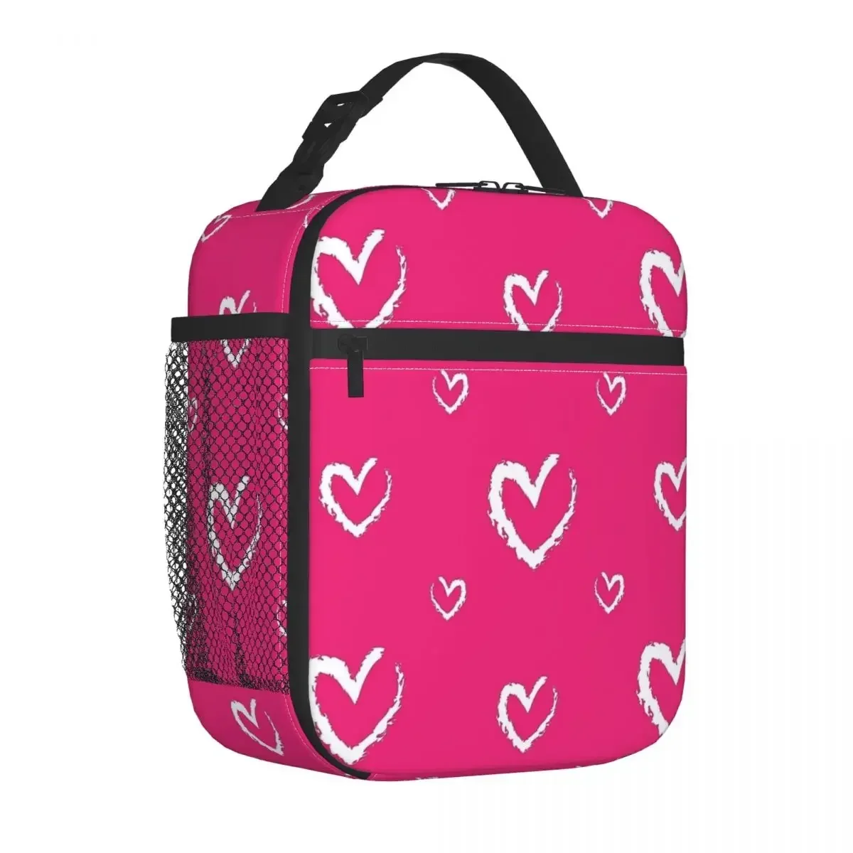 Insulated Lunch Bags Valentine's Day Pink Hearts Merch Food Box Causal Cooler Thermal Bento Box For School