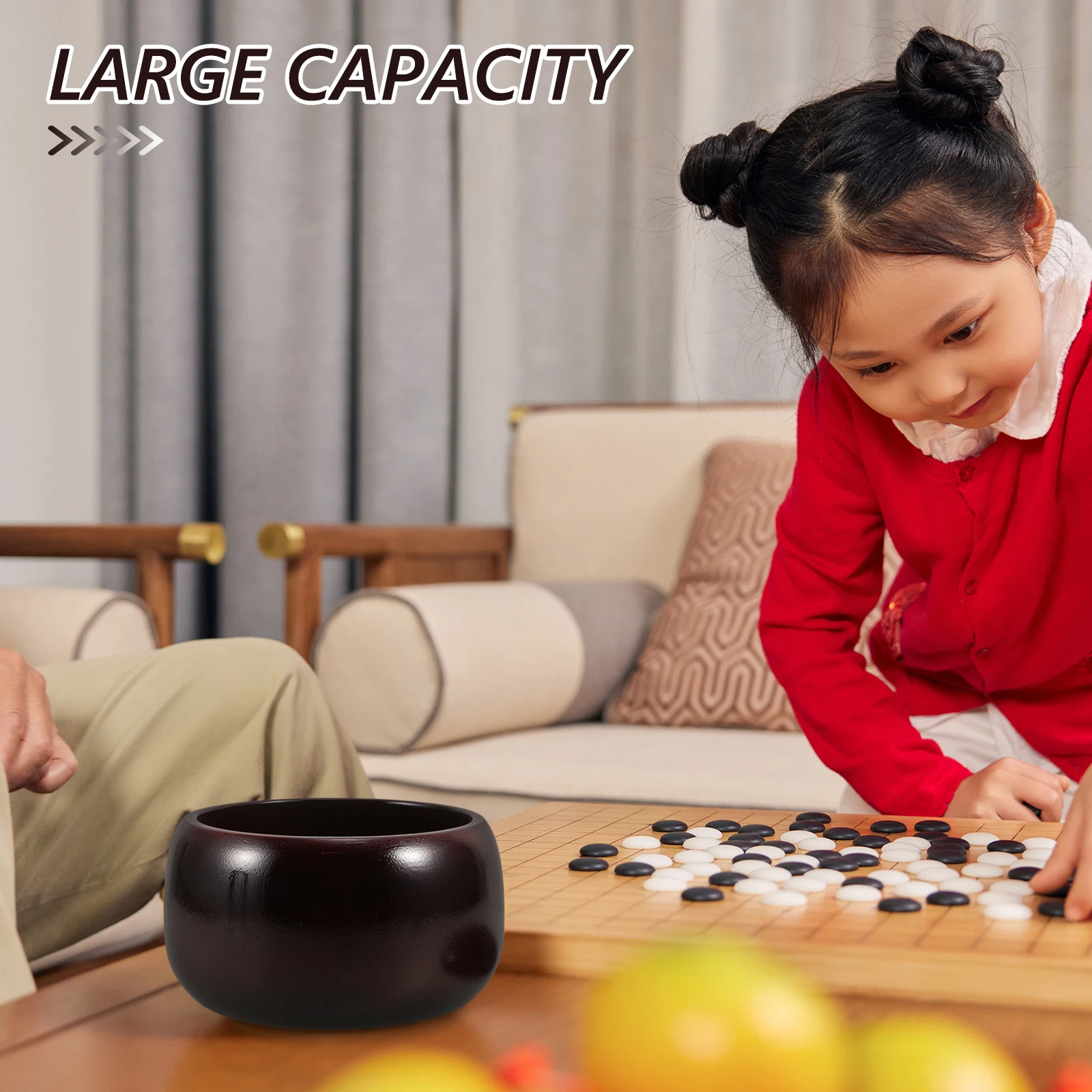 

Go Jar Chess Containers Lids Storage Bowls Spacious Capacity Elegant Design Student Kids Gobang Pieces Holder Wooden