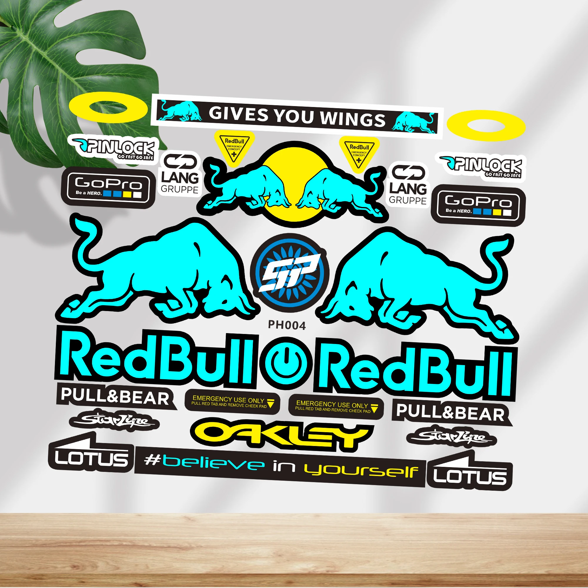 

Виниловые наклейки на мотоциклетный шлем Red Bull Declas с синим логотипом