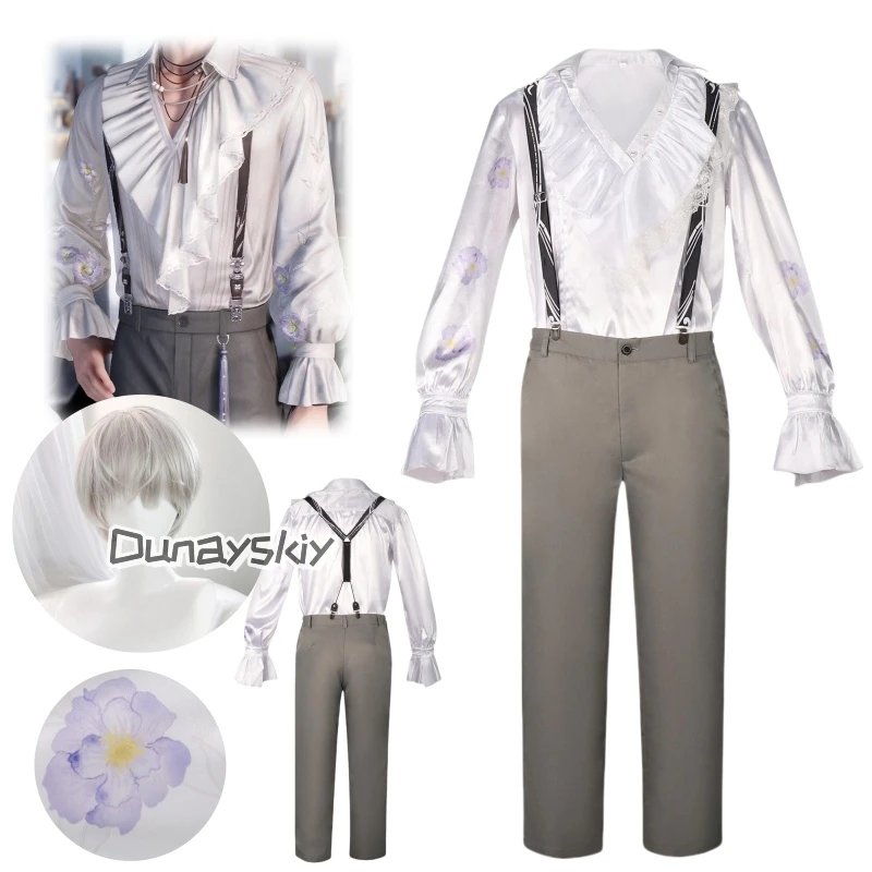 

Love And Deep Space Cosplay Costume Cosplay Shen Xing Hui Back Suspender Pants Retro Flower White Shirt Cosplay Outfit