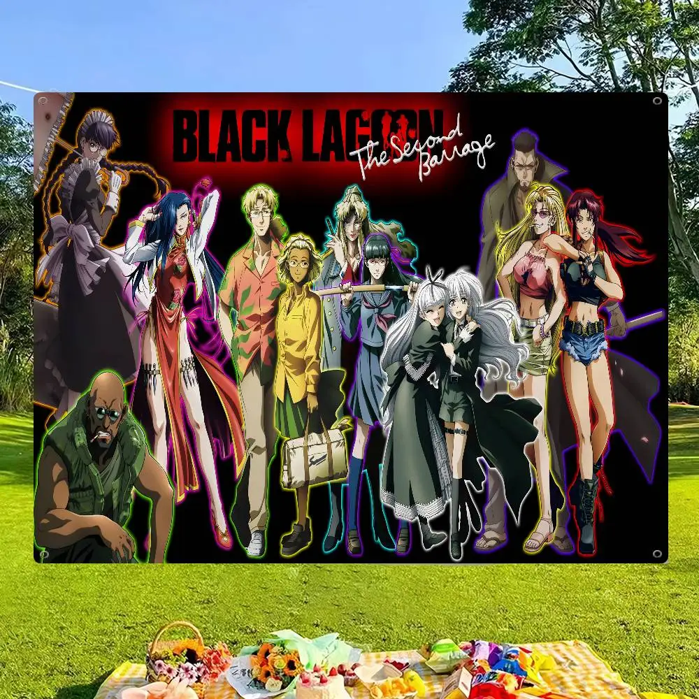 Black Lagoon Cartoon Flag Wall Hanging Banner Decoration Household Home Decor
