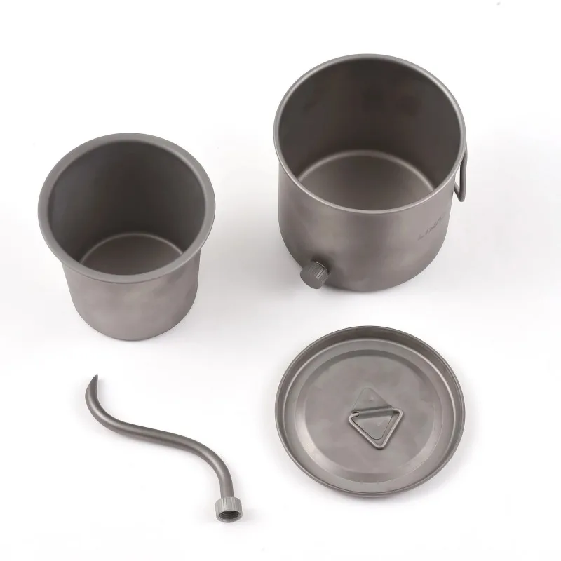 400ml Pour Over Kettle Gooseneck Coffee Kettle Ti Folding Handle Water Kettle with Lid and Beer Cup