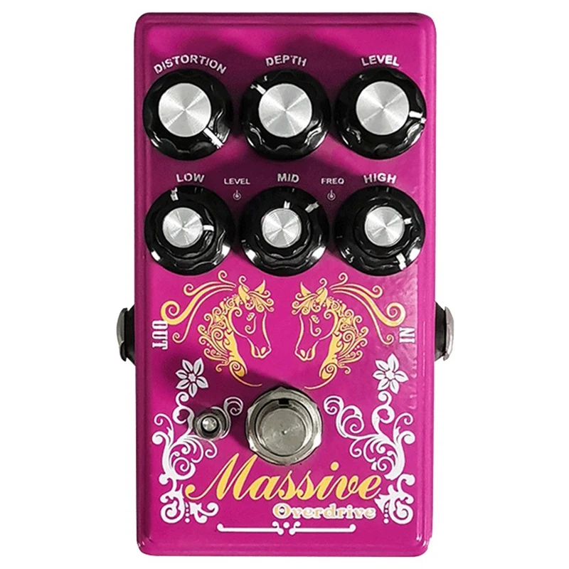 Guitar Distortion Overdrive Effect Pedal, Depth ,Level,3-Band Parametric EQ Sound Modifier,Overdrive Guitar Pedal