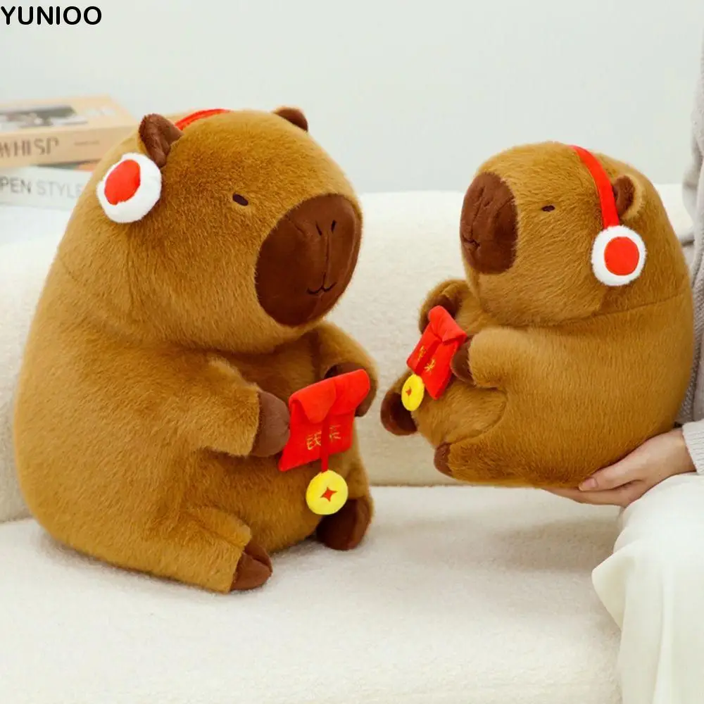Cute New Year Style Capybara Plush Doll Red Packet Stuffed Simulation Capybara Toy Soft 33cm Stuffed Capybara Doll Home Decor