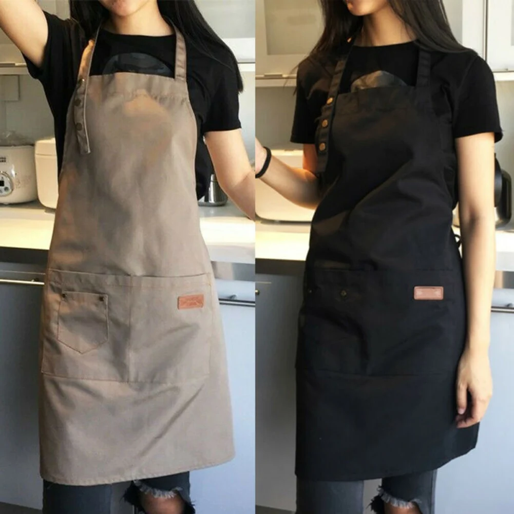 New Fashion Canvas Kitchen Aprons for Woman Men Chef Work Apron for Grill Restaurant Bar Shop Cafes Beauty Nails Studios Uniform