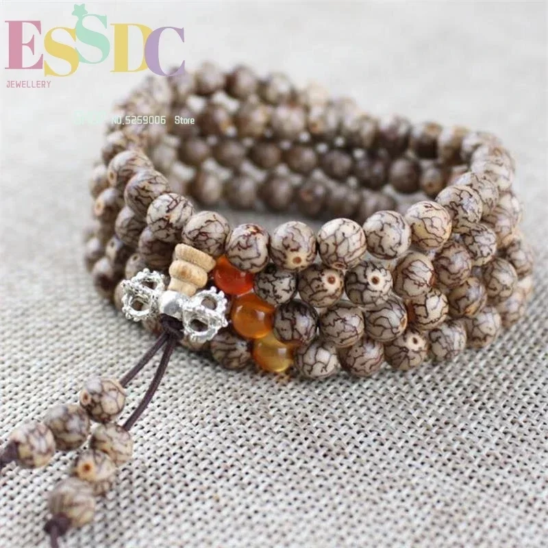 New Primary Color Small Thread Bodhi 108 Beads Bracelet Bloody Goldthread Rosary Folk Style Jewelry Wholesale