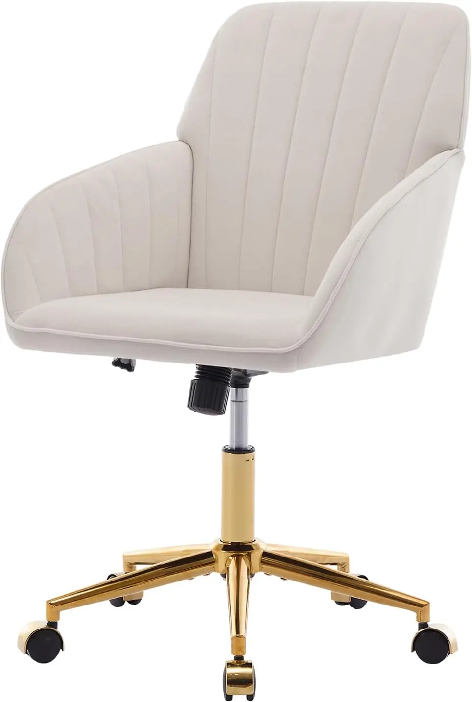 

Modern Velvet Desk Chair, Vanity Chair With Metal Base, Upholstered Home Office Chair With Adjustable Swivel Wheels, Ergonomic