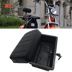 Electric Scooter Rear Seat Storage Box Large Capacity Trunk With Lock Cushion For  Harley Scooter Citycoco Scooter Universal