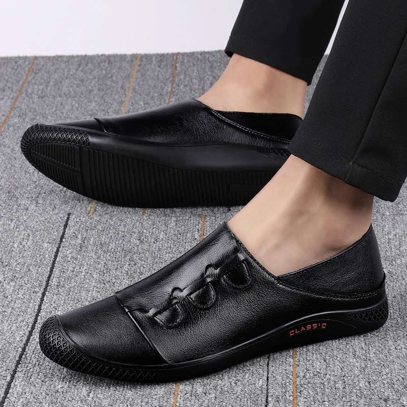 

Men's Loafer Shoe Covers Breathable Comfortable Moccasin Flat Casual Shoes Genuine Leather Business Leather Shoes High Quality