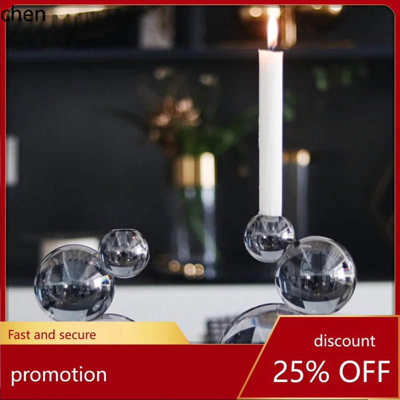 H1 Decorative Crystal Candle Holder Hotel Living Room Entryway Candlelight Dinner Romantic Candle Stand Ornament