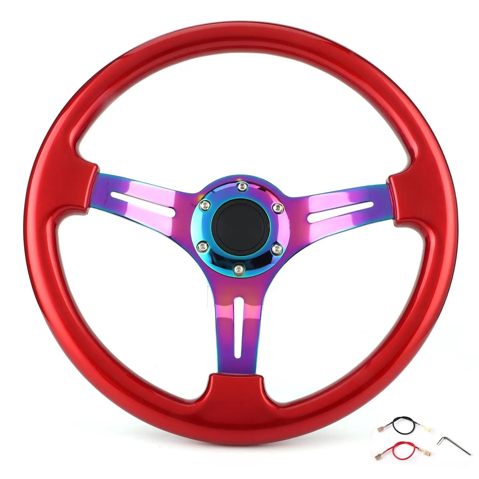 

for racing Steering Wheel Steering Wheel Replacement 6 Red 350mm/14in Dia Universal Stylish for racing Cars for vehicles