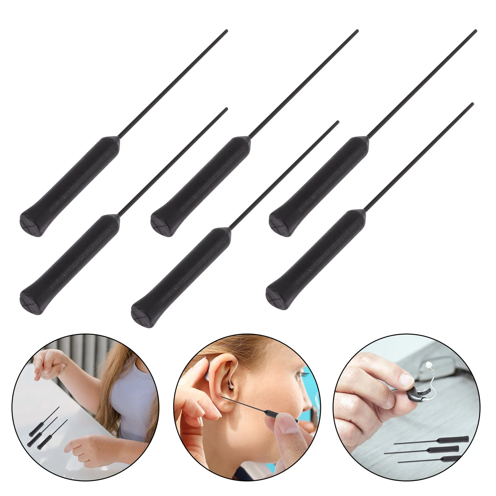

10Pcs Hearing Aid Cleaning Tools Fine Workmanship PVC Rods Comfortable Hold Portable Long Service Life Hearing Amplifier Cleaner
