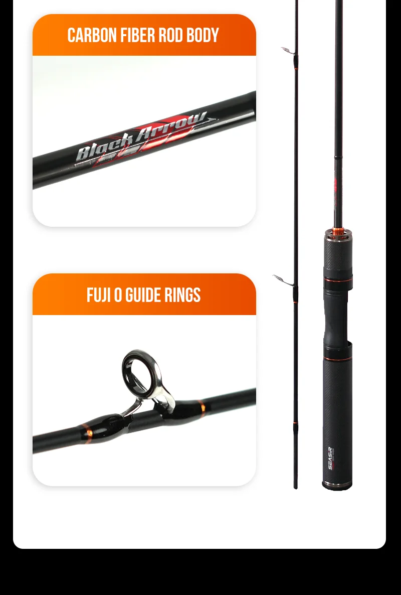 Seasir Black Arrow Spining Baitcasting Angelrute Kohlefaser FUJI O 1,5–1,8 m BFS Ködergewicht 0,8–10 g UL Ultralight Micro Fish – Detail 11