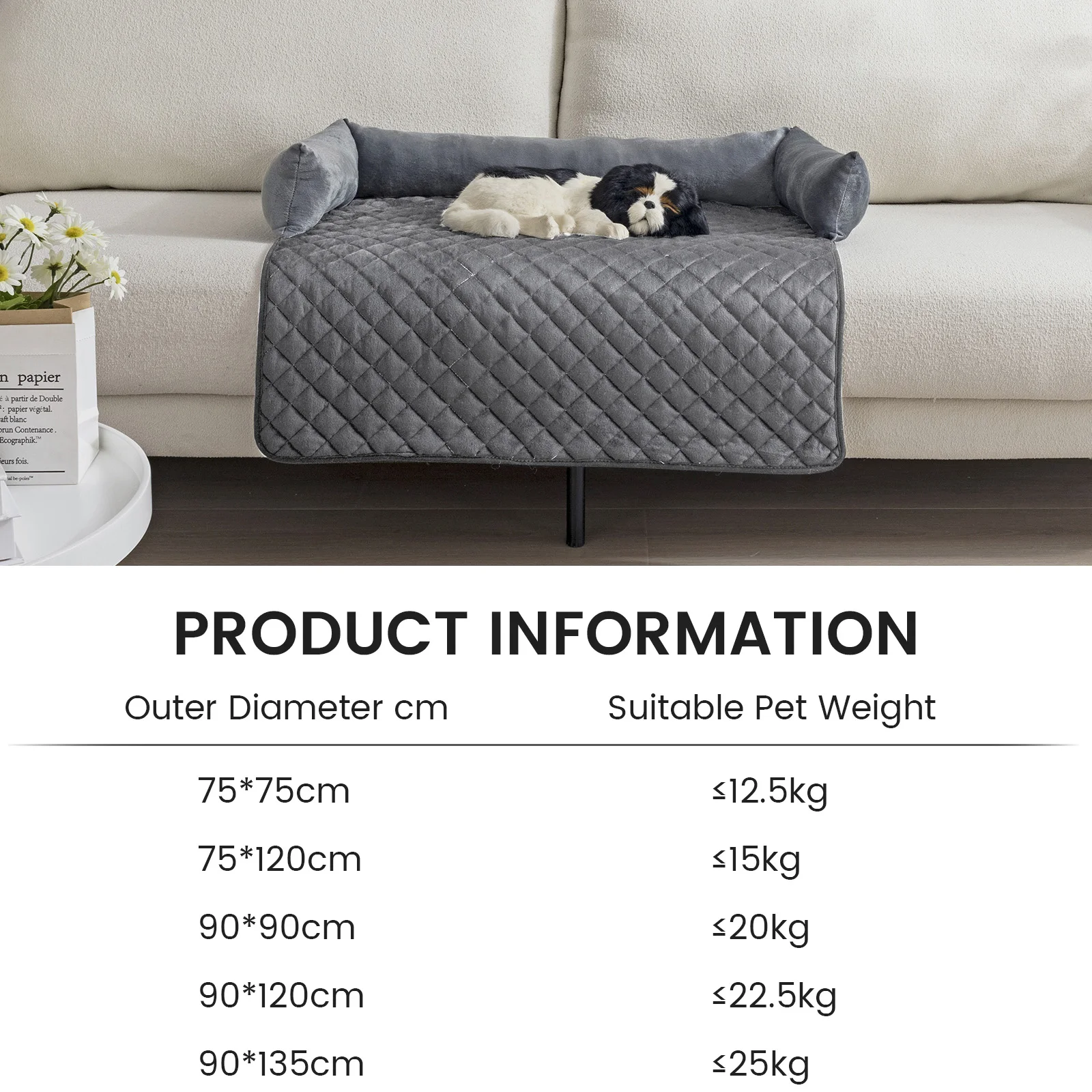 Dogs Bed Cats Mats Couch Cover for Dogs Sofa Style Luxurious Mat for Pets Nonskid Bottom Perfect on Dog Cat Cage or in The Car