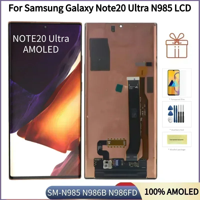 Pantalla AMOLED de 6,9 pulgadas para Samsung Galaxy Note20 Ultra LCD con marco SM-N985 LCD MONTAJE DE digitalizador con pantalla táctil con puntos