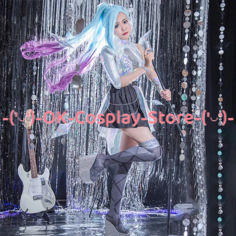 Game LOL KDA All Out Cosplay Costume Seraphine Cosplay Dress Outfits with Wings Halloween Carnival Uniforms Custom Made