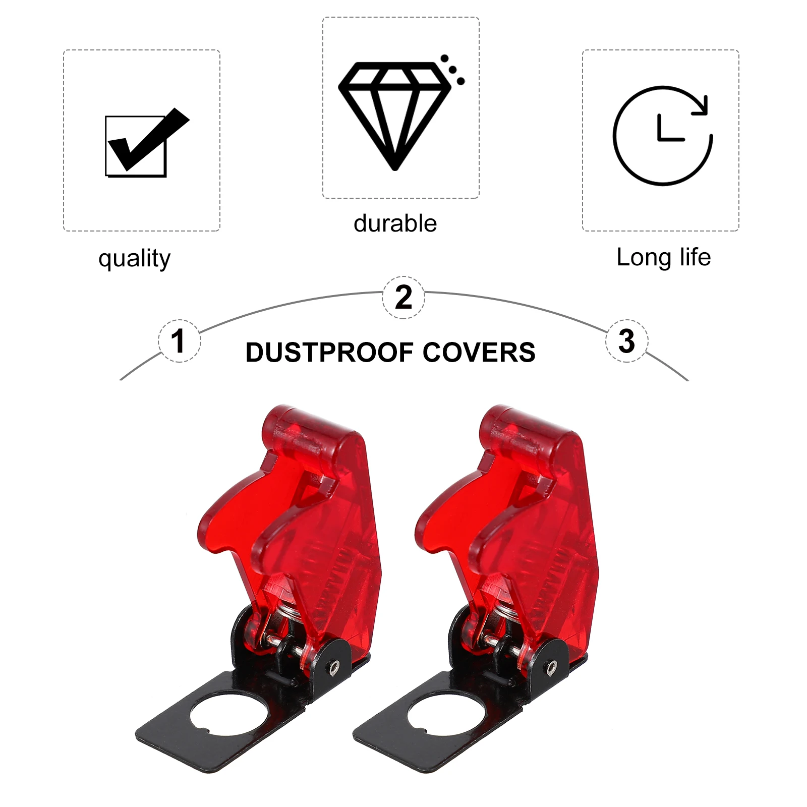 6Pcs Red Toggle Switch Covers Waterproof Dustproof Safety Guards Durable Plastic Iron for Various Uses Toggle Covers