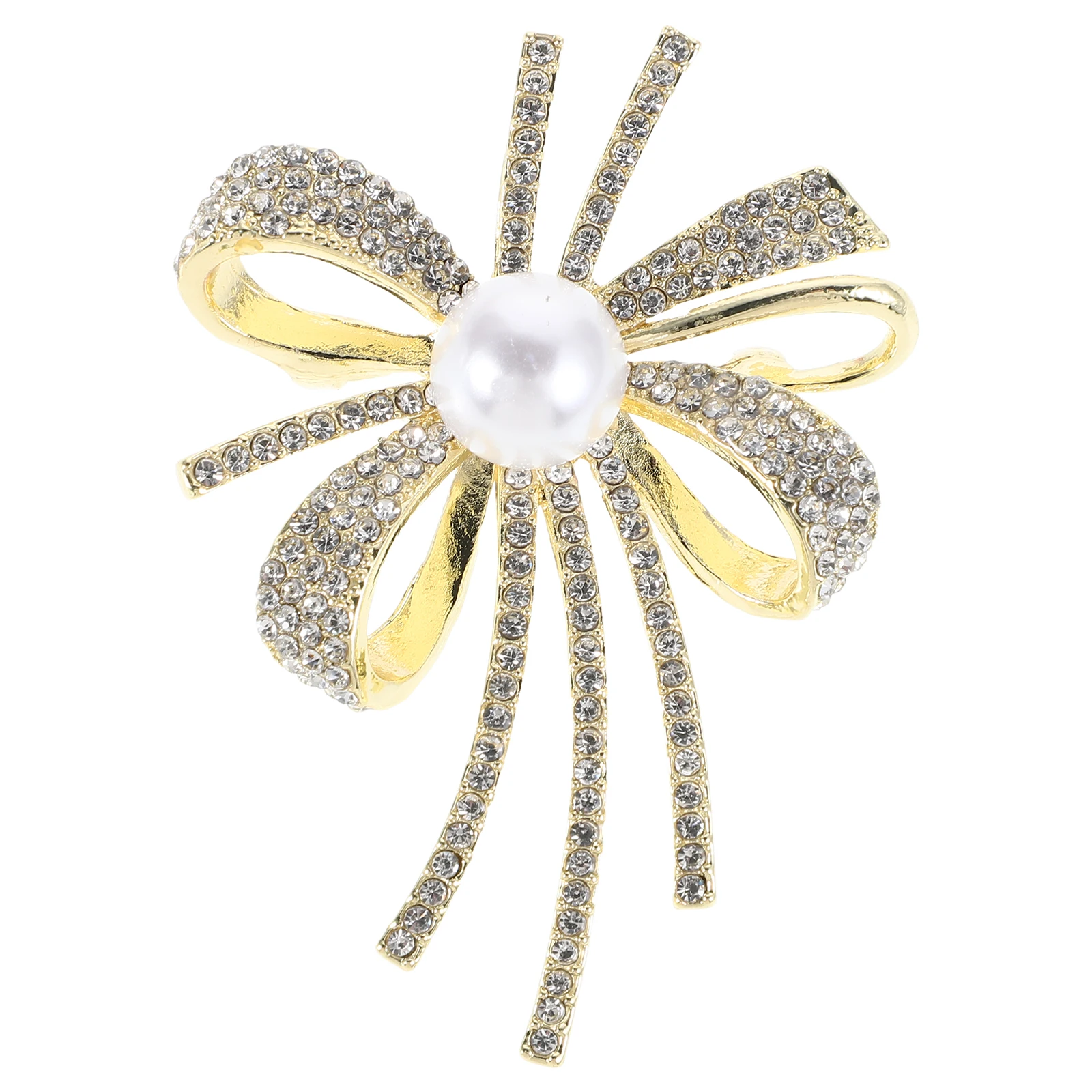 

Exquisite Bow Brooch Pin Rhinestone Artificial Pearls Versatile Use Women Social Gatherings Weddings Evening Parties