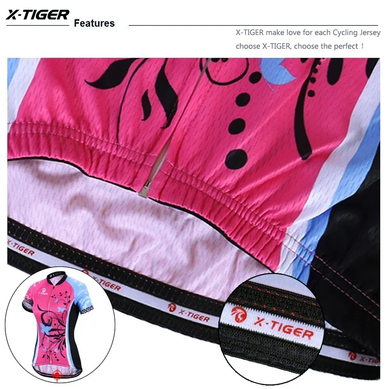 X-Tiger Women Cycling Jerseys Ultraviolet-Proof MTB Bike Clothing Women Bicycle Clothes Wear Sportswear Cycling Clothing