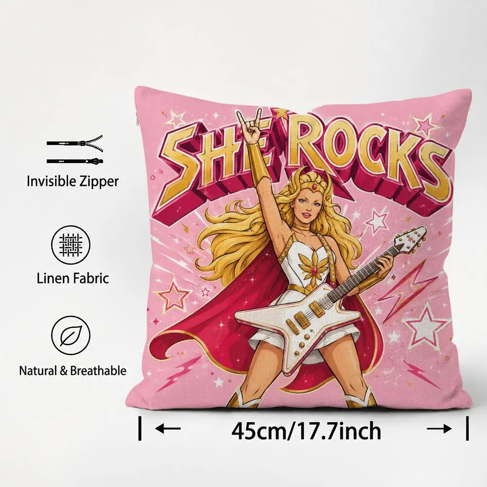 Anime She-Ra Princess of Power Cushion Cover Cushion Covers Natural Linen Breathable Sofa Bedroom Decor Pillowcase