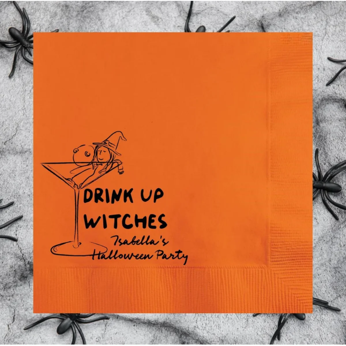 İçki Cadılar Martini Cam Cadılar Bayramı Kişiselleştirilmiş Kokteyl Peçeteleri, Özel Cadılar Bayramı Partisi Kağıt Peçeteler, Cadılar Bayramı Lisansı