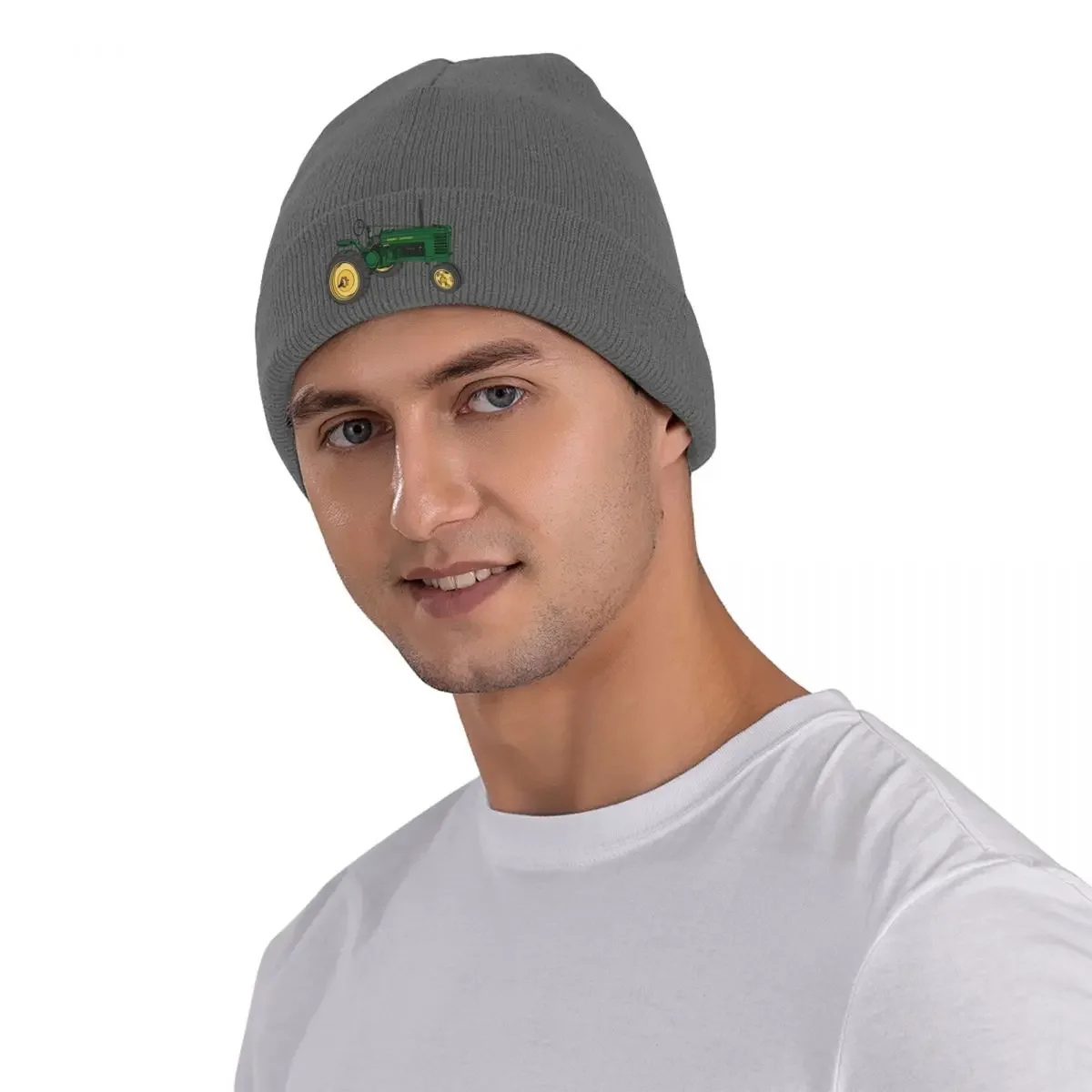 John Deere Styled Tractor And Quot Warm Knitted Cap Fashion Bonnet Hat Autumn Winter Outdoor Beanies Hats for Men Women Adult #3
