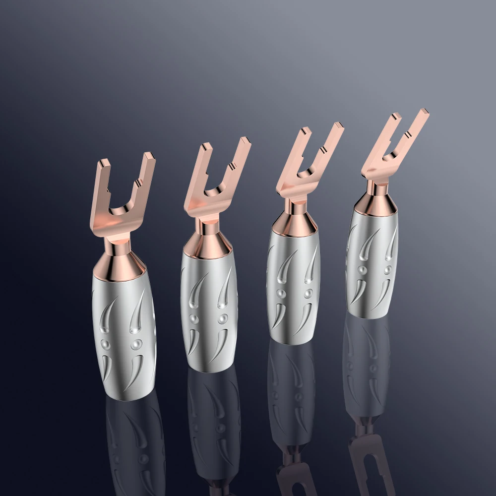 4 PZ Viborg VS701 Pure Copper Spade terminale del diffusore spina del cavo dell'altoparlante spina Y hi End