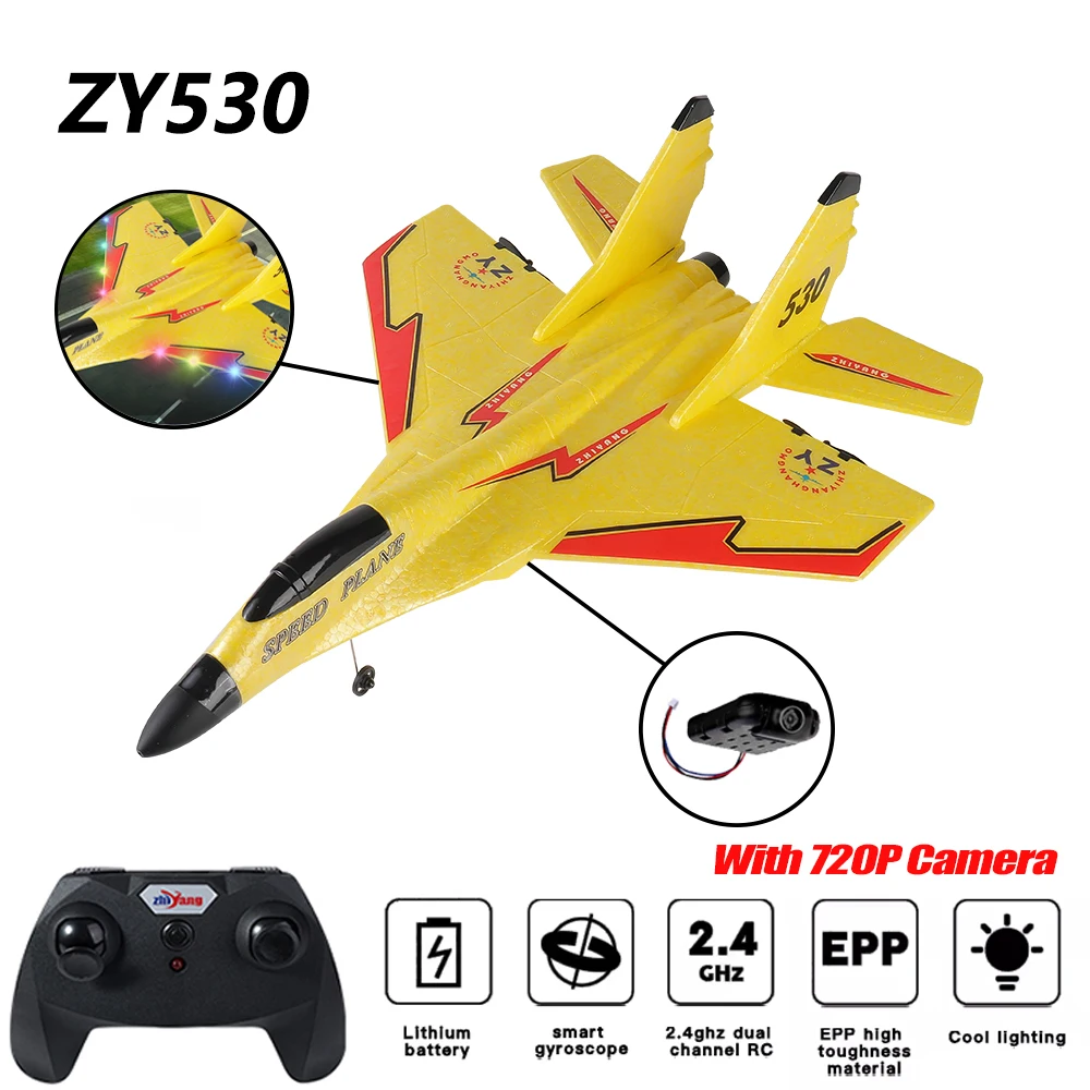 RC Plane ZY530  2.4G Glider With Light Fixed Wing Hand Throwing EPP Foam Toys Airplane For Children Gifts