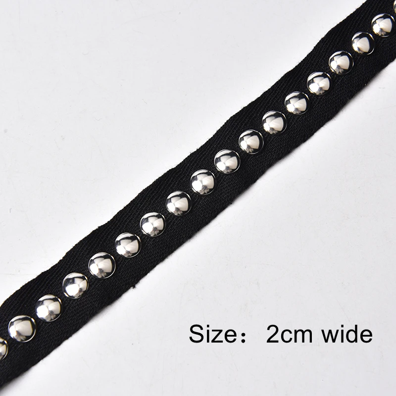 5 Yard/Lot Black Webbing Rivet Beads Lace Trims For Sewing Garment Ribbon Tape Fabric Diy Jeans Belt Collar Clothes Accessories