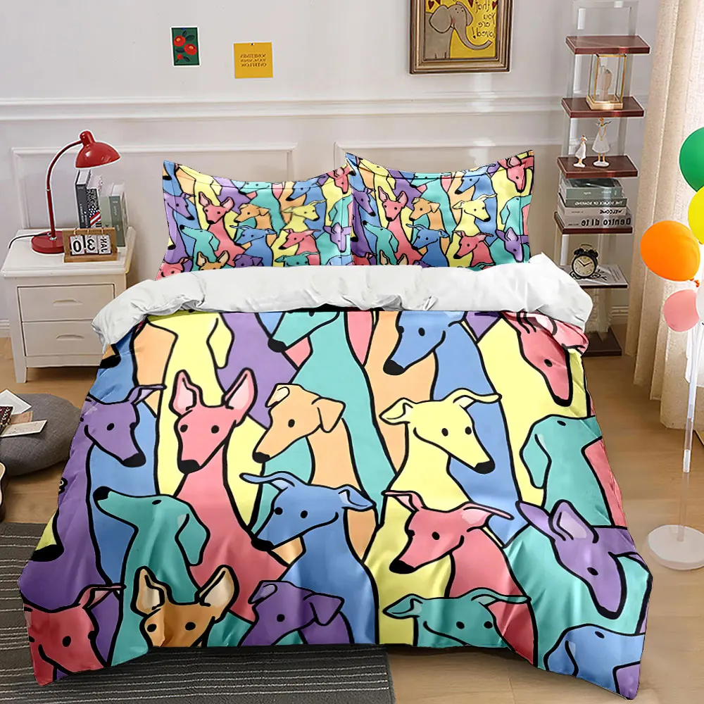 

Colorful Dog Pattern Decor Set Multiple sizes kid's and adults' bedroom Exquisite 3PC bedding set, gift