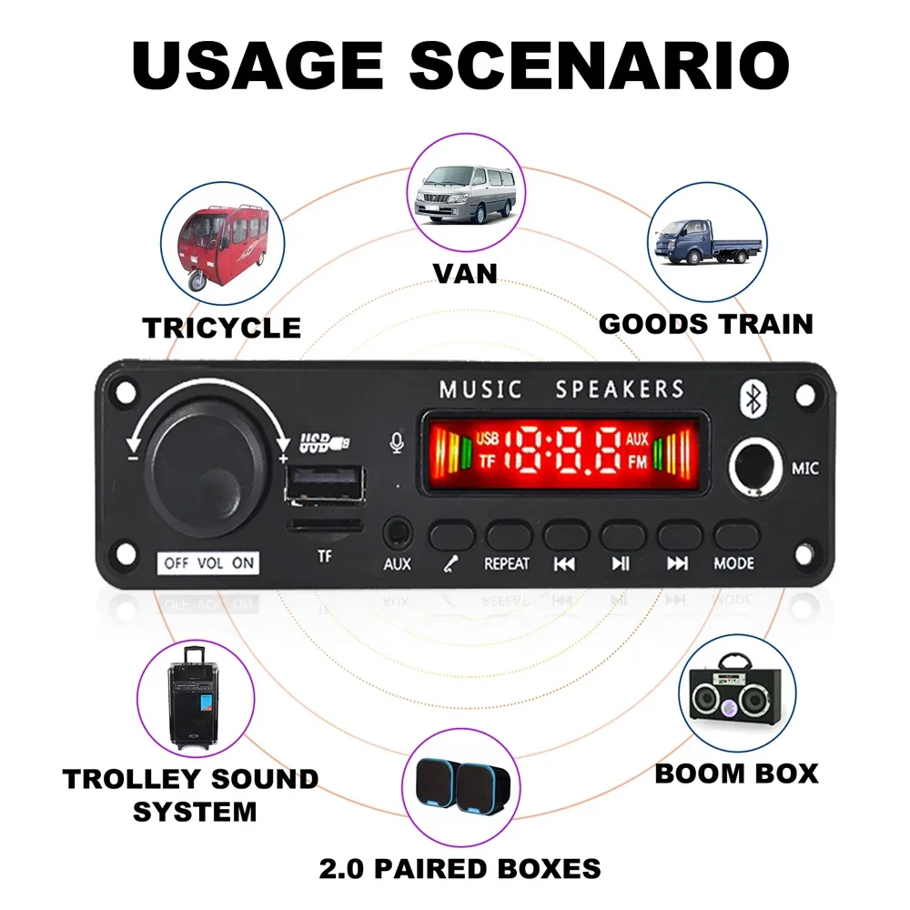 KEBIDU 400W Verstärker Auto MP3-Player Bluetooth Audio-Decoder-Board 8A 26V Freisprecheinrichtung DIY Musikplayer Mikrofon SB TF FM Lautstärkeregelung – Detail 5