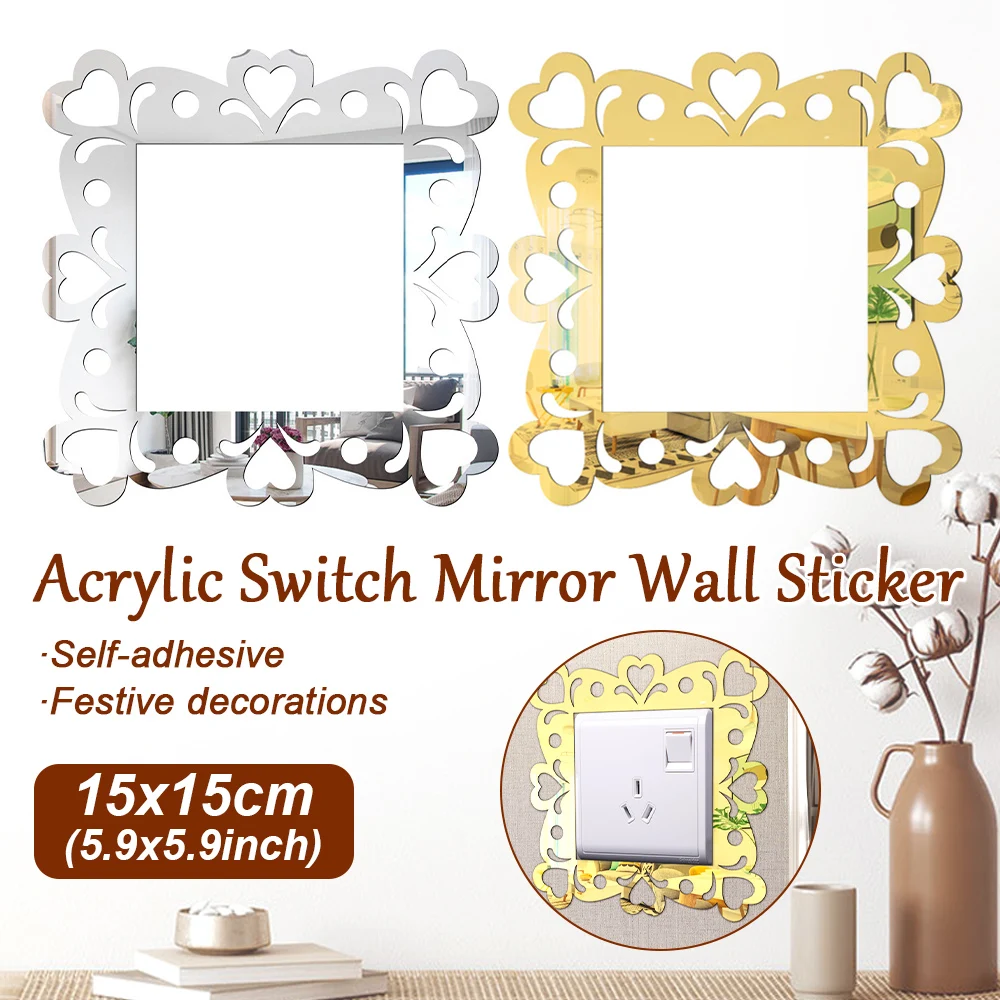 Acrylic Flower Switch Sticker Light Surround Socket Finger Plate Panel Cover Home Office Wall Sticker Ramadan Home Decoration