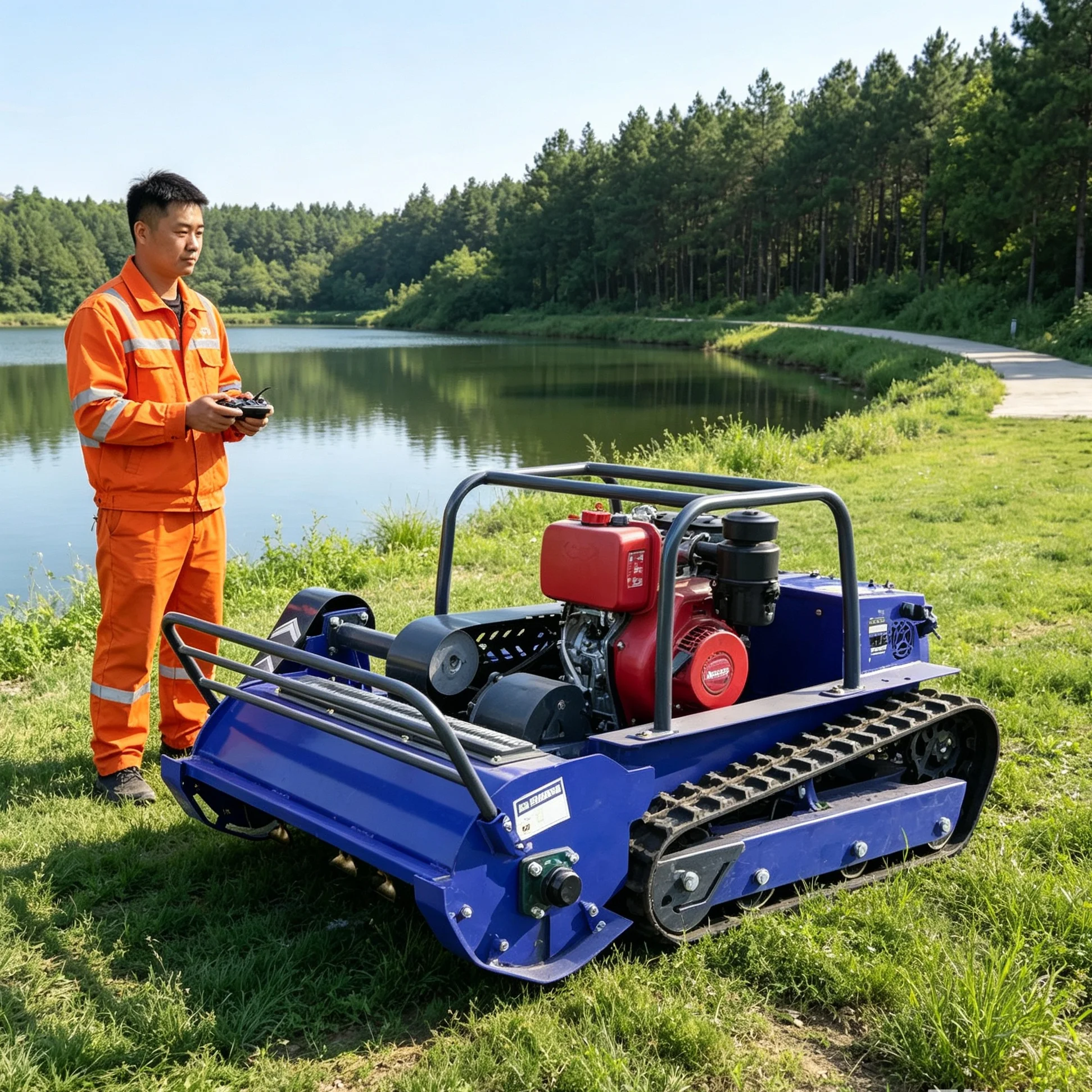 Customized Upscale Hillside Villa Yard 1000S Zero‑Turn Lawn Mower, High‑Efficiency Hammer Blade, GPS Memory Route Planning Funct