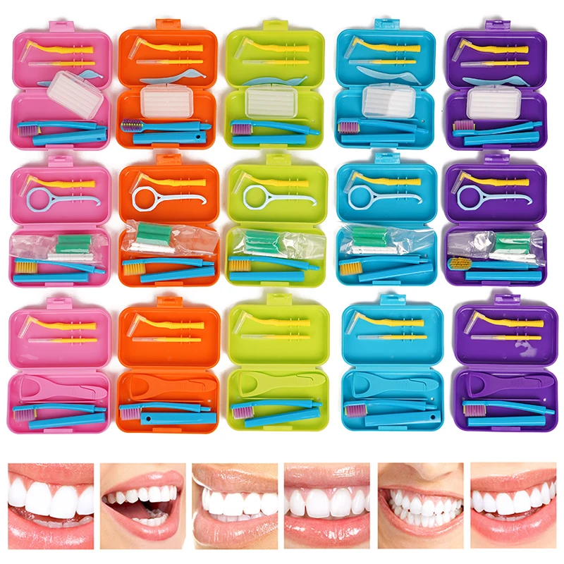 

Портативный набор для чистки зубов, межзубная щетка, скребок для языка, ортодонтический воск, выравниватель жевательных средств, брекеты, экстрактор, инструмент для гигиены полости рта