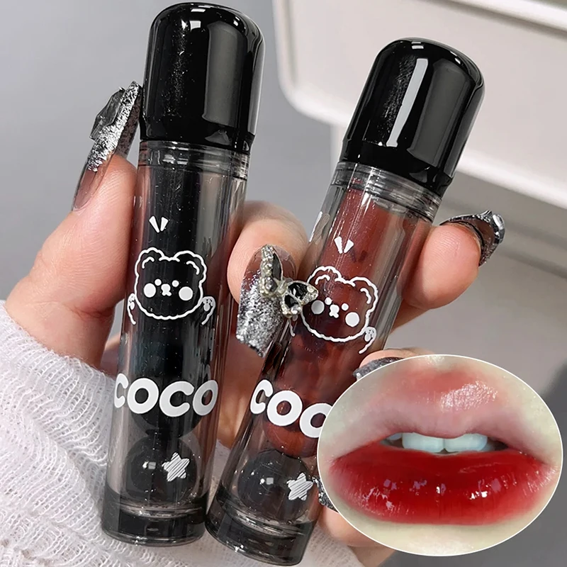 Mirror Juice Lip Gloss Black Water-light Glass Waterproof Red Tea Brown Liquid Lipstick Lasting Nude Lip Tint Makeup Cosmetics