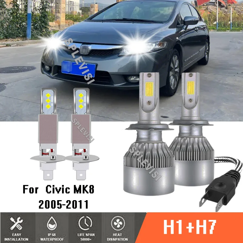 

4x Xenon White High Low Beam Headlight Bulbs Car Lamp Lights 448 499 Kit For Honda Civic MK8 2005-2011 2006 2007 2008 2009 2010