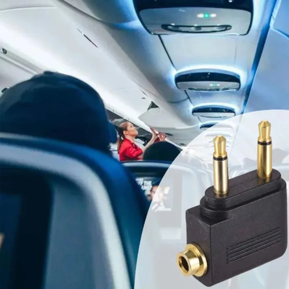 1-5pcs/Lot Dual 3.5mm Plug Adaptor Jack Audio Headphone Converter Adapter for Airline Airplane Travel Earphone Connector
