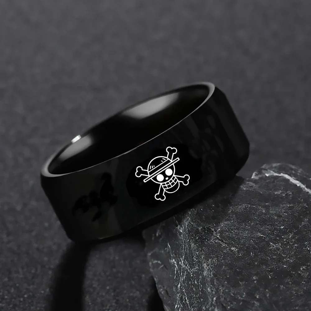 Anime Stainless Steel Rings for Men Straw Hat Luffy Pirates Men's Rings Bague Heren Ghibli Rings