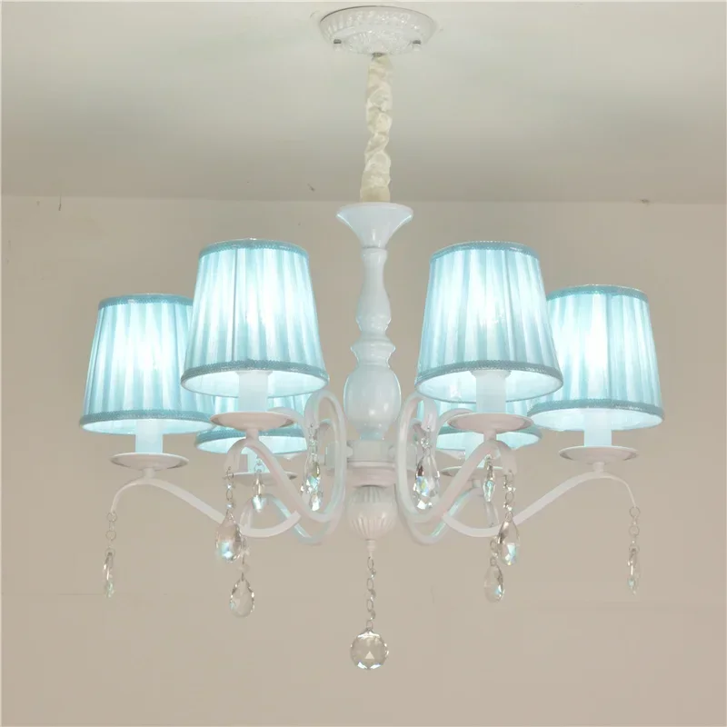 European Style Chandelier, Simple European Children's Room Lamp, Male and Female Princess Bedroom Crystal Pandant Lamps