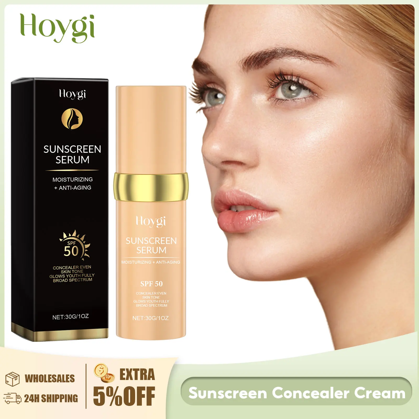 

Sunacreen Cream Concealer Spf 50+ Waterproof Prevent Sunburn Cover Blemish Brighten Moisturizing Oil-Control Makeup Skin Care