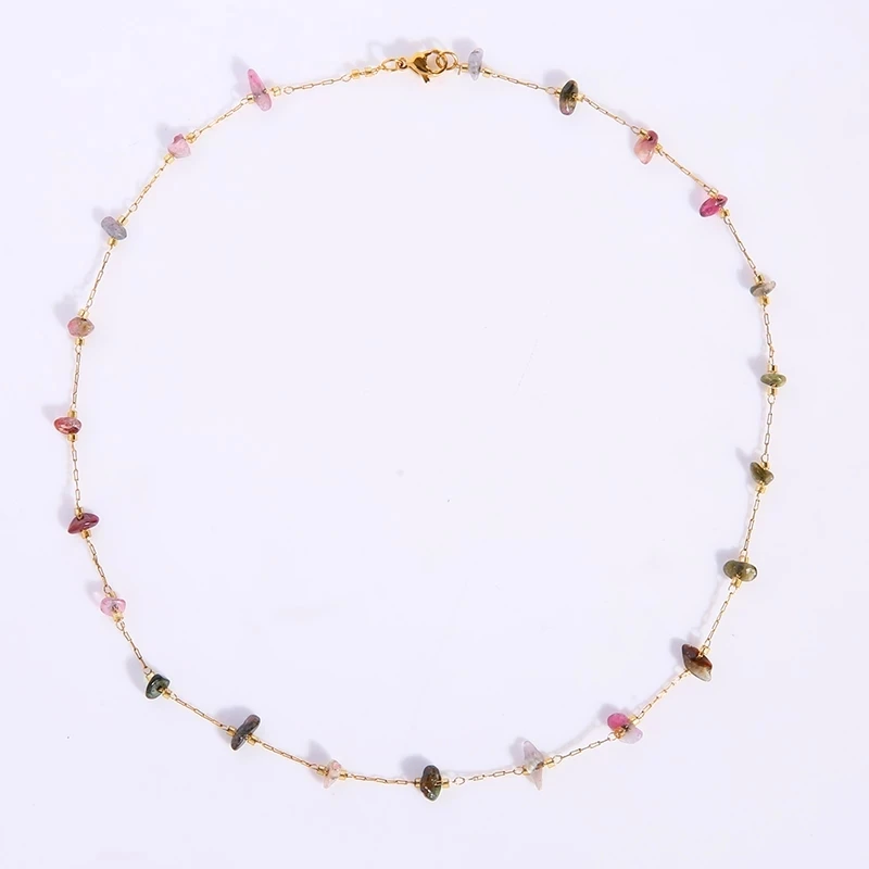 

Natural Stone Chain Necklaces For Women Stainless Steel Choker Femme 2024 Fashion Jewelry