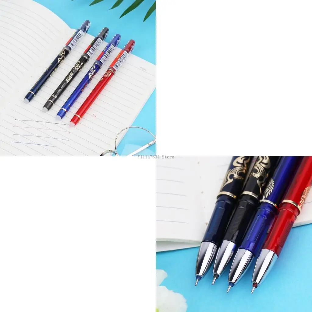 

0.38mm Erasable Gel Pen With Blue Red Black Refills School Office Stationery