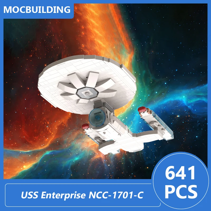 

Строительные блоки USS Enterprise NCC-1701-C Model масштаб 1:1750 Moc, сборные кирпичи для творчества, развивающие рождественские игрушки, подарки, 641 шт.